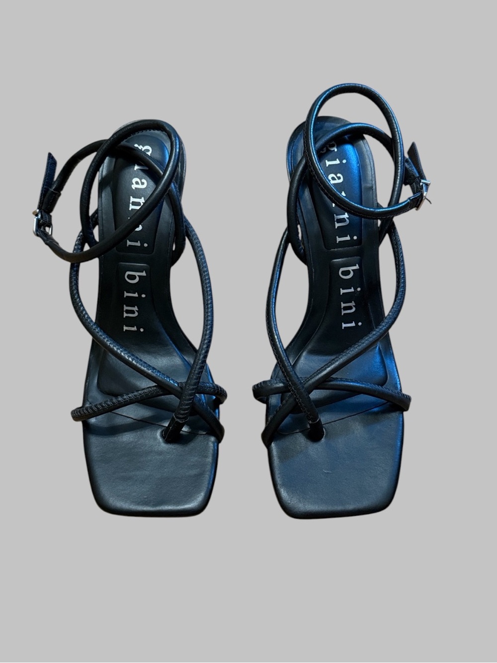 Gianni Bini Black Strappy Block Heels